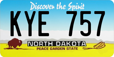 ND license plate KYE757
