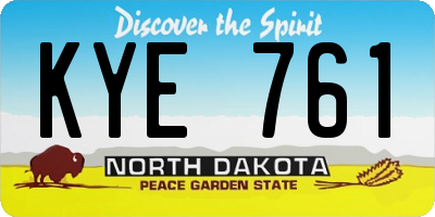 ND license plate KYE761