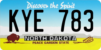 ND license plate KYE783