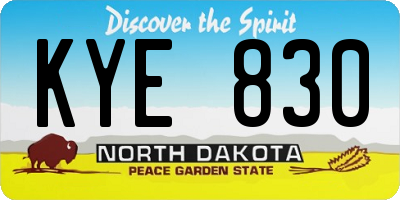 ND license plate KYE830
