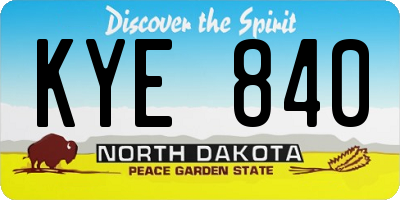 ND license plate KYE840