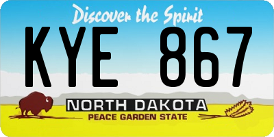 ND license plate KYE867