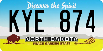 ND license plate KYE874