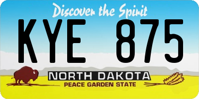 ND license plate KYE875