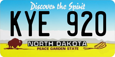 ND license plate KYE920