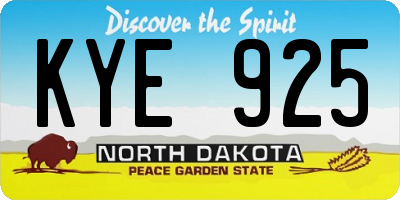 ND license plate KYE925