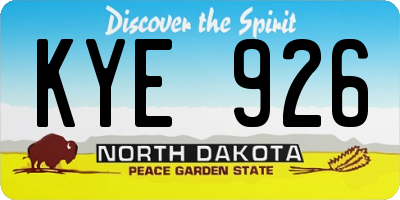 ND license plate KYE926