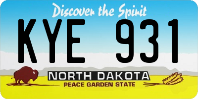 ND license plate KYE931