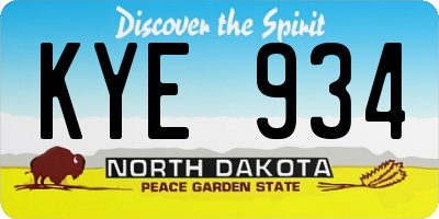 ND license plate KYE934