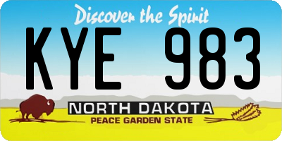 ND license plate KYE983