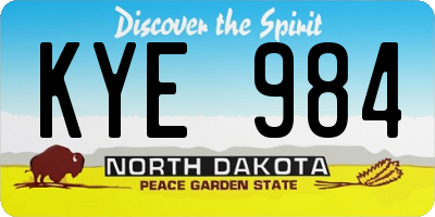 ND license plate KYE984
