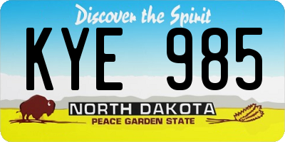 ND license plate KYE985