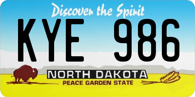 ND license plate KYE986