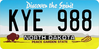 ND license plate KYE988