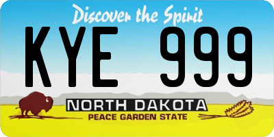 ND license plate KYE999