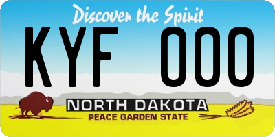 ND license plate KYF000