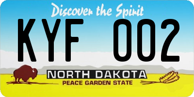 ND license plate KYF002