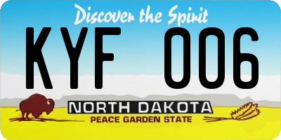 ND license plate KYF006