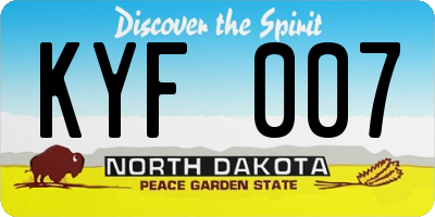 ND license plate KYF007