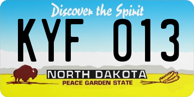 ND license plate KYF013