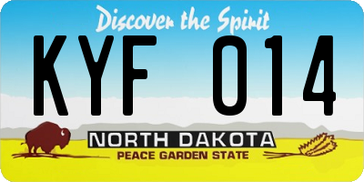 ND license plate KYF014