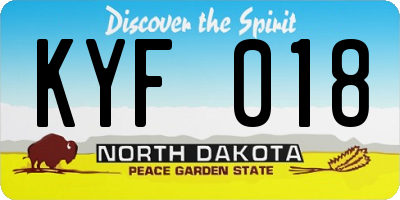 ND license plate KYF018