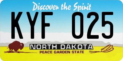 ND license plate KYF025