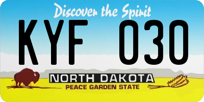 ND license plate KYF030