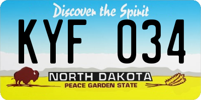 ND license plate KYF034
