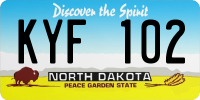 ND license plate KYF102