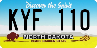 ND license plate KYF110