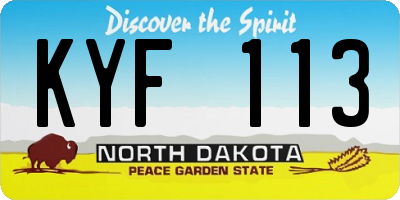 ND license plate KYF113