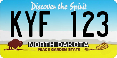 ND license plate KYF123
