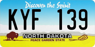 ND license plate KYF139