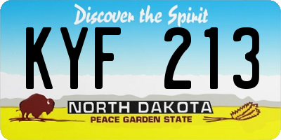 ND license plate KYF213