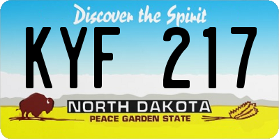 ND license plate KYF217