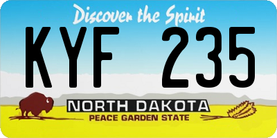 ND license plate KYF235