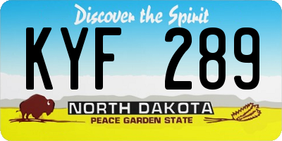 ND license plate KYF289