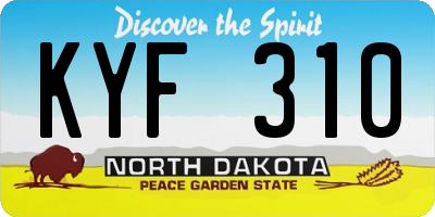 ND license plate KYF310