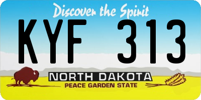 ND license plate KYF313