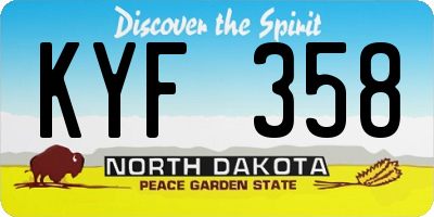 ND license plate KYF358