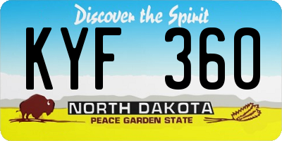 ND license plate KYF360