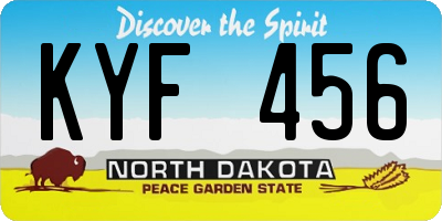 ND license plate KYF456