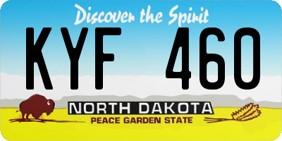 ND license plate KYF460