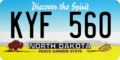 ND license plate KYF560