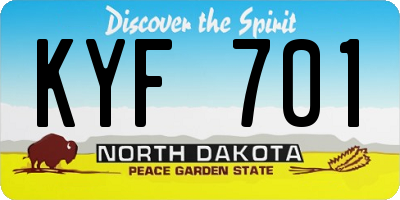 ND license plate KYF701