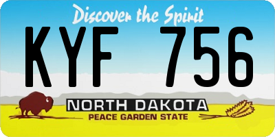 ND license plate KYF756