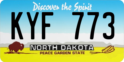 ND license plate KYF773