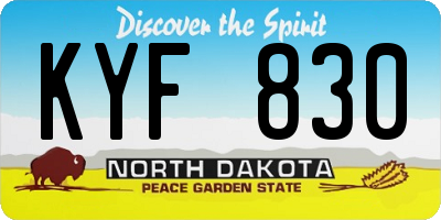 ND license plate KYF830