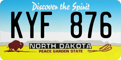 ND license plate KYF876